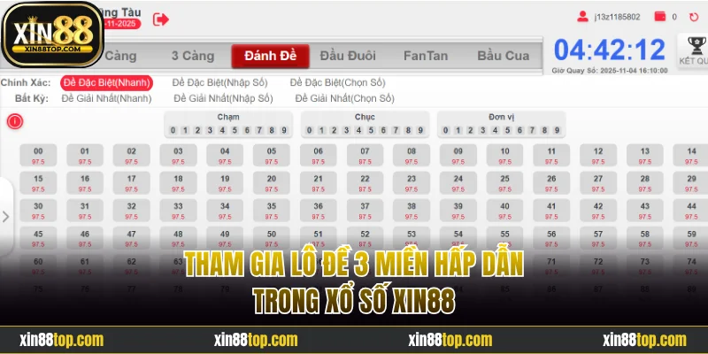 Tham gia lô đề 3 miền hấp dẫn trong xổ số Xin88